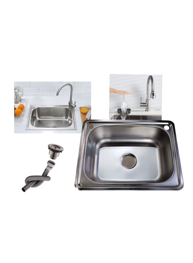 Shams Kitchen sink, 62 cm x 45 cm, 1 mm thick, with drain, kitchen mixer, and automatic cup washer - Image 5