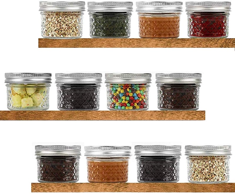 ZEPOLI - Regular Mouth Mini Mason Jars with Lids and Bands, Quilted Crystal Style Glass Canning Jars Ideal for Food Storage, Jam, Body Butters, Wedding Favors [100 ml] (Pack Of - 4) - Image 4