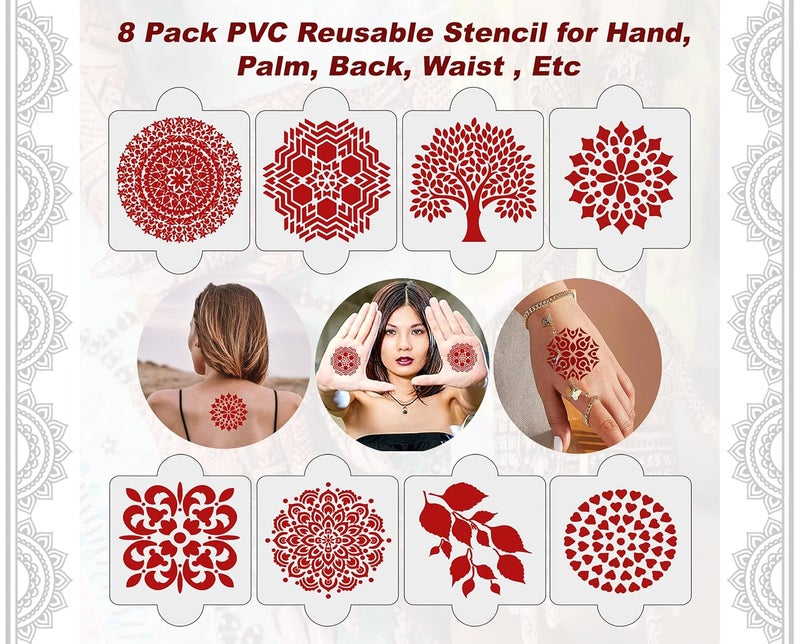ivana's Ivanas Set of 20 Pcs Combo Pack Reusable Mehendi Stencil Bridal Latest Mehandi Design Stencils for Girls Women Kids  Teen D2388 - Image 3