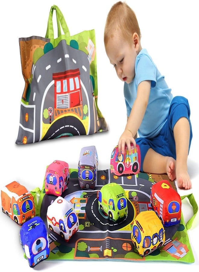 BeFunky Soft Car Toy Set with Play Mat for 1 Year Old Baby,Toddlers,Boys and Girls (9 Vehicle and a Play mat/Storage Bag) | Baby Toys 12-24 Months - Image 1