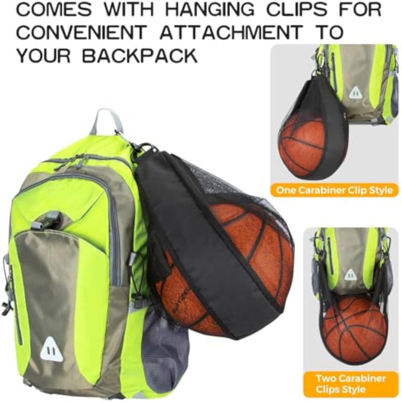 Single Ball Mesh Bag with Zipper Pocket – Lightweight, Breathable Shoulder Bag with Buckle Clip for Sports Equipment, Beach, Gym & Outdoor Use - Image 3