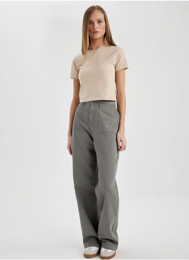 ديفاكتو Wide Leg Gabardine Trousers