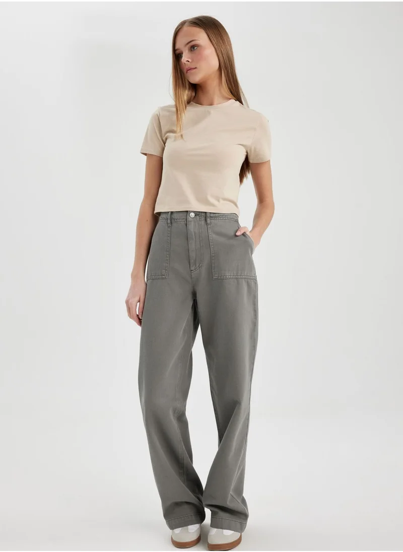 ديفاكتو Wide Leg Gabardine Trousers