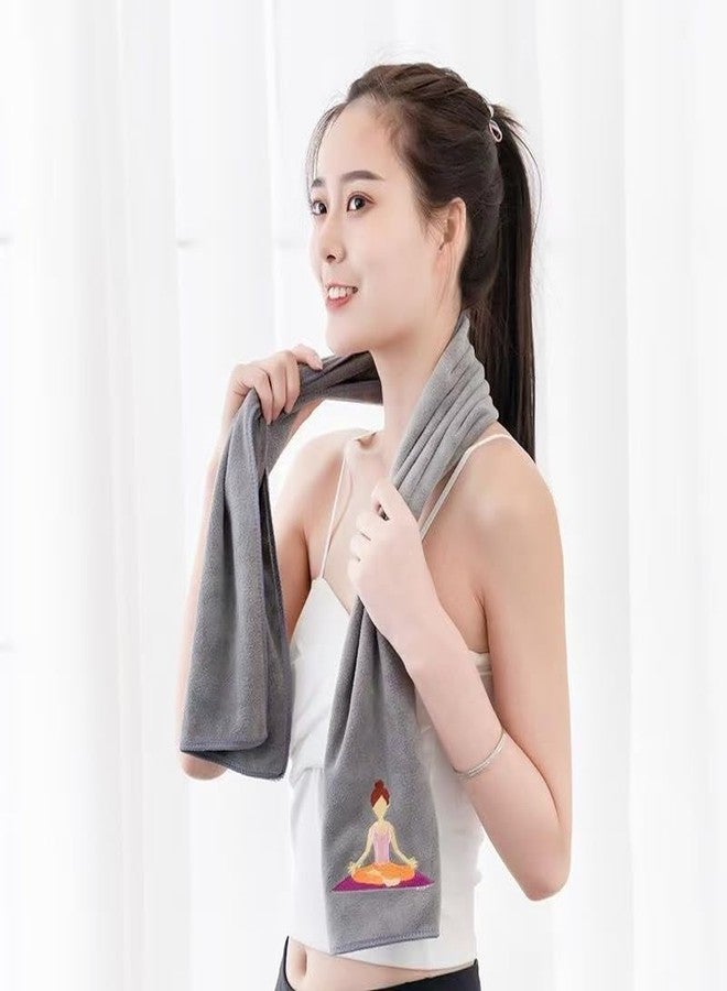 CLUZE Sports & Yoga Microfibre Gym Towel 25x110 CM | Ultra Soft, Quick Dry & Lightweight | Embroidered Fitness Design | Sweat Absorbent Travel & Workout Towel (Grey) - Image 2