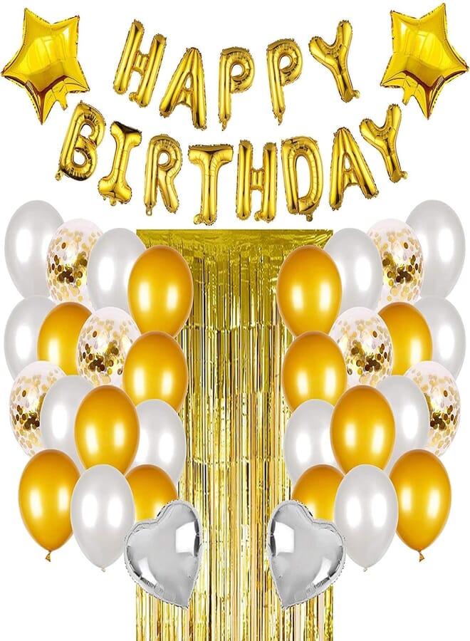 Secret Gold Birthday Party Decorations Set with Happy Birthday Balloons Banner, Confetti Balloons