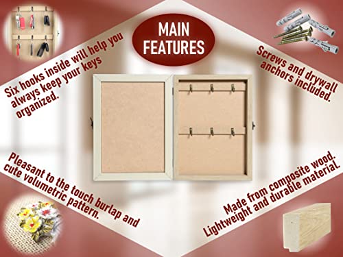 VELISTA Wooden Key Box Wall Mount - Cute Rustic Decorative Cabinet - Premium Holder With 6-Hooks - Small White Box - Housewarming Gift - Vintage Rack - Image 5