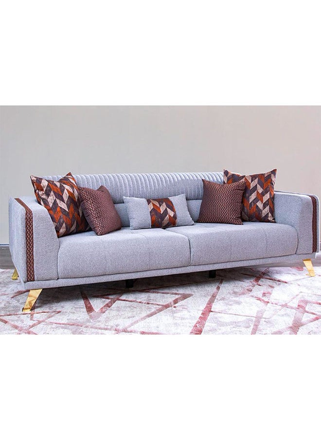 DANUBE HOME Roma 3 Seater Fabric Sofa Modern Design Three Seat Sofas Living Room Furniture 225x95x79cm Grey  - Image 2