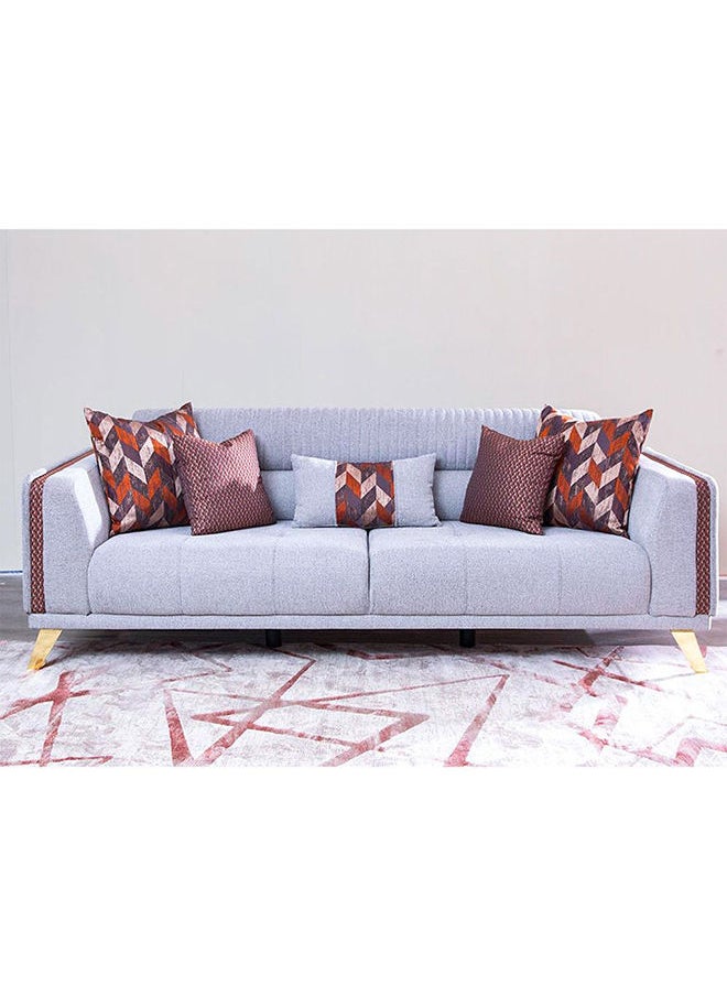 DANUBE HOME Roma 3 Seater Fabric Sofa Modern Design Three Seat Sofas Living Room Furniture 225x95x79cm Grey  - Image 1