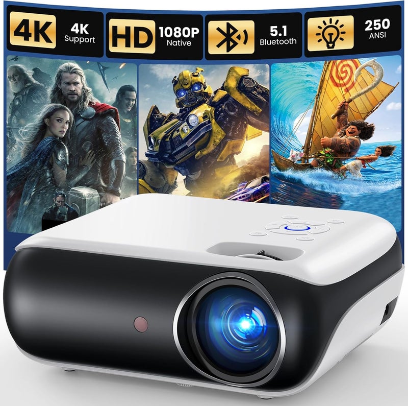 HAPPRUN بروجيكتور هاببرون الأصلي 1080P بلوتوث مع دعم 4K و 250 لومن ANSI - Image 1