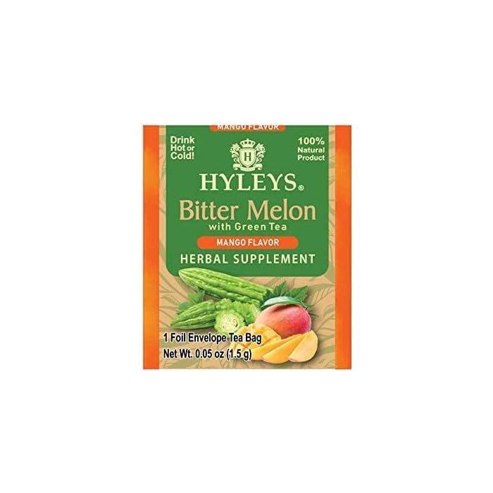 Hyleys Bitter Melon with Green Tea - Mango Flavor - 25 Tea Bags - Supports Healthy Liver Function - Herbal Supplement - (6 Pack - 150 Tea Bags Total) - Image 4