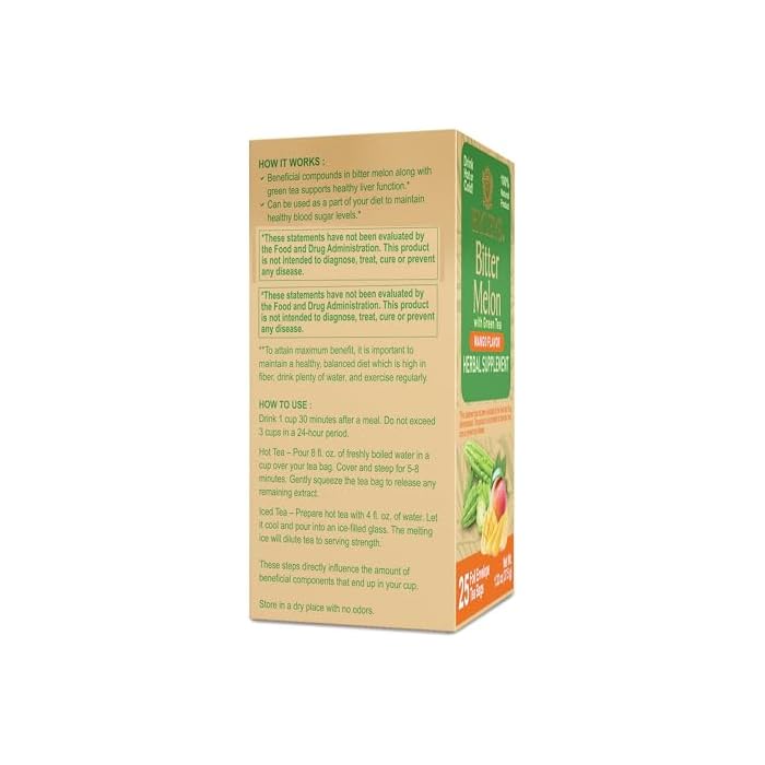 Hyleys Bitter Melon with Green Tea - Mango Flavor - 25 Tea Bags - Supports Healthy Liver Function - Herbal Supplement - (6 Pack - 150 Tea Bags Total) - Image 5