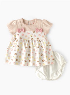 Elegant Kids Tiny Explorer's Gear: Girls' Breezy Tee & Diaper Cover Set Playful Style & Comfy Changes  - Image 1