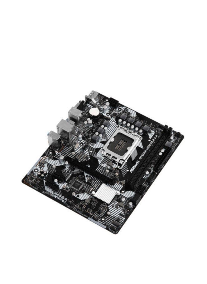 ASRock - ASRock B760M-HDV/M.2 D4, Supports 12th Gen Intel Core Processors (LGA1700), 5+1+1 Power Phase, 2 x DDR4 DIMMs, Supports Dual Channel, up to 5333+ (OC), 1 PCIe 4.0 x16, 2 PCIe 3.0 x1, 1 M.2 Key E for WiFi, Graphics Output Options: HDMI, DisplayPort, D-Sub Realtek ALC887/897 7.1 CH, HD Audio Codec 4 SATA3, 1 Hyper M.2 (PCIe Gen4x4), 1 Ultra M.2 (PCIe Gen3x4 & SATA) 1 USB 3.2 Gen1 Type-C (Rear), 5 USB 3.2 Gen1 Type-A (3 Rear, 2 Front), 5 USB 2.0 (2 Rear, 3 Front) Realtek 1G LAN Supports ASRock Auto Driver Installer - Image 1