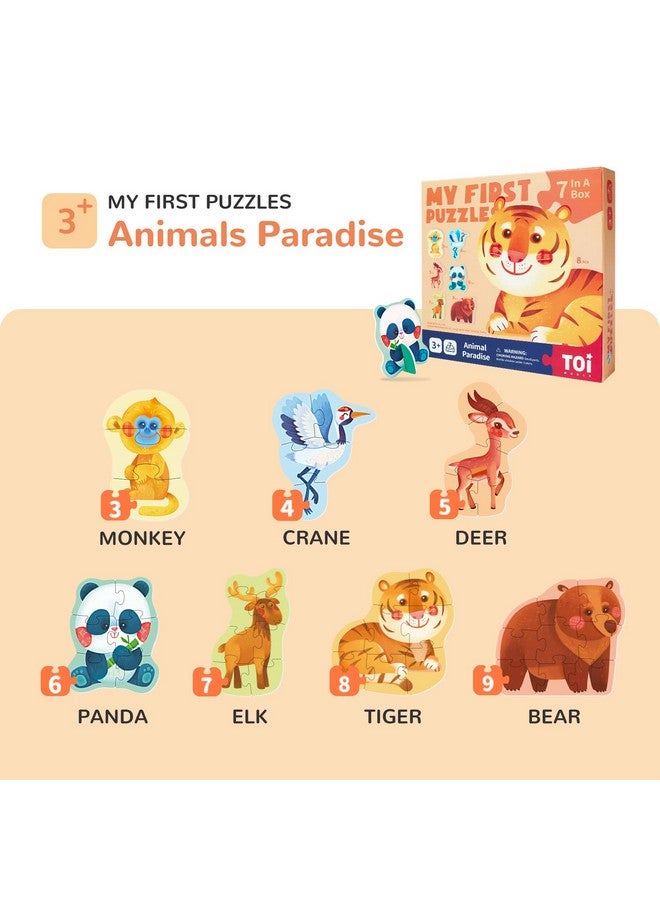 Toi 6 Packs Large Piece Toddler Jigsaw Puzzles for Kids Aged 3+, Animal Shaped Floor Puzzles for Beginner, Preschool Learning Game for Boys Girls, Animal Paradise - Image 2
