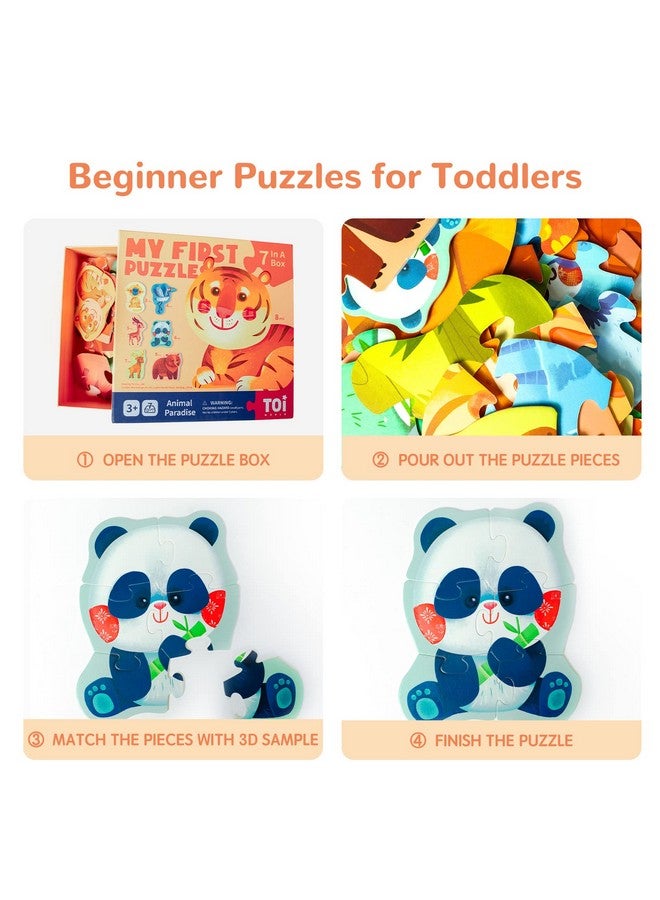 Toi 6 Packs Large Piece Toddler Jigsaw Puzzles for Kids Aged 3+, Animal Shaped Floor Puzzles for Beginner, Preschool Learning Game for Boys Girls, Animal Paradise - Image 5