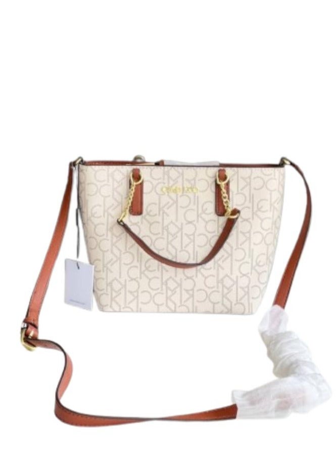 كالفن كلاين جينز Calvin Klein Women's Beige Handbag with Brown Strap  - Image 2