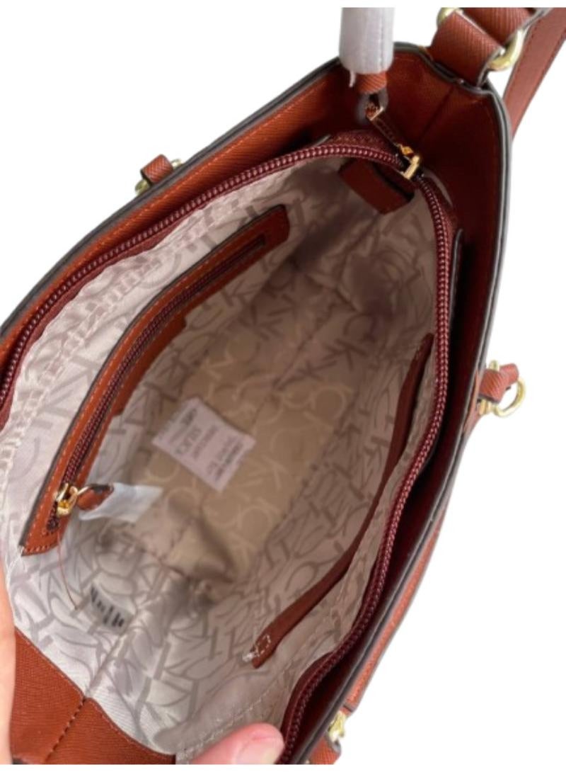 كالفن كلاين جينز Calvin Klein Women's Beige Handbag with Brown Strap  - Image 5