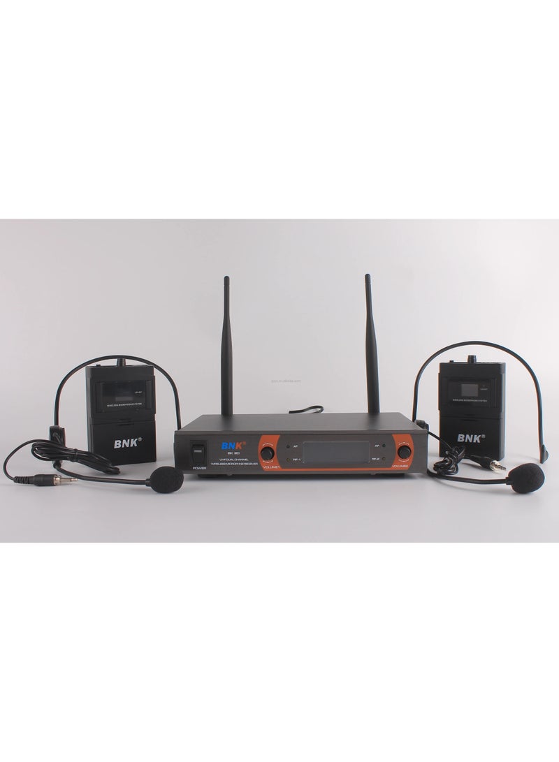 BNK Professional 2 Channel VHF Wireless Microphone System Includes 2 Lapel Microphones with Transmitter for Parties, Conferences, and Meetings - Image 3