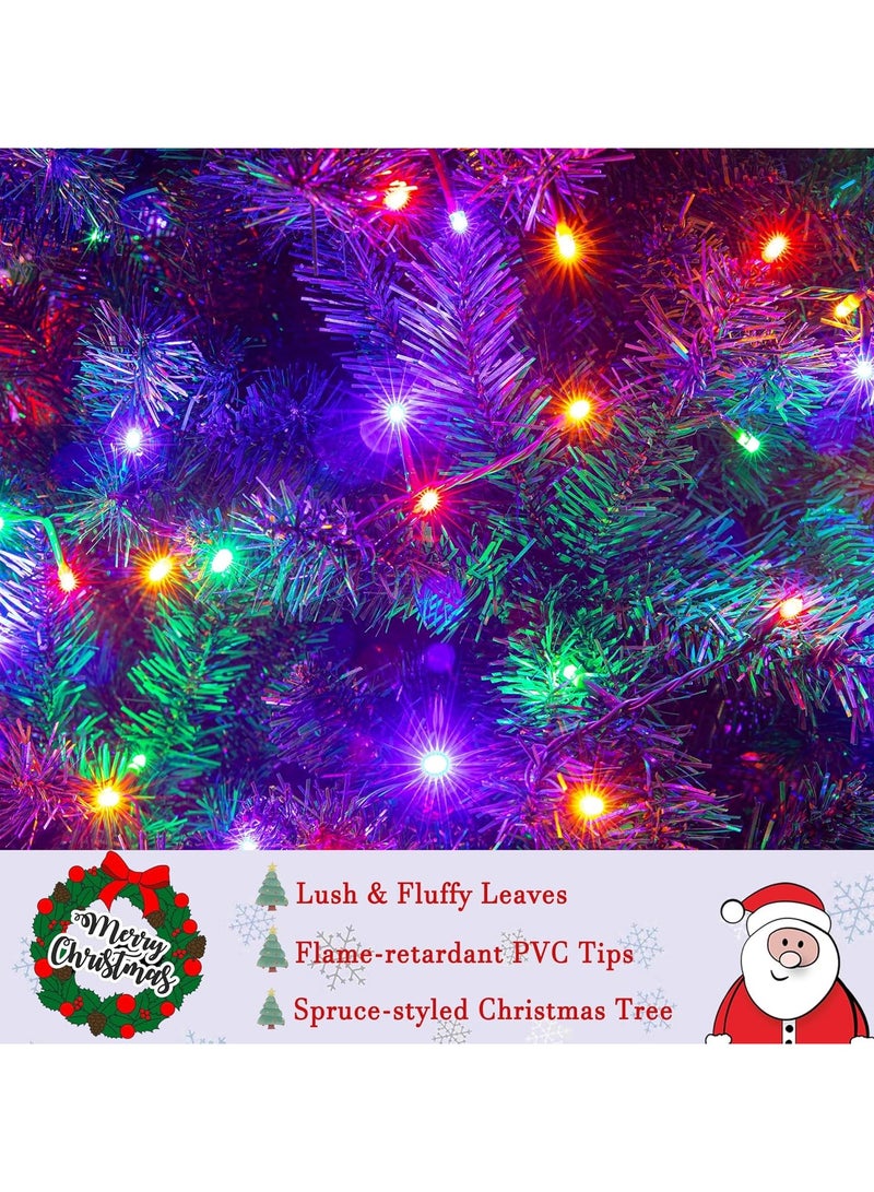 VUCATIN Premium Artificial Christmas Tree with LED Multicolored String Lights Rugged Metal Stand 9 Lighting Modes Xmas Decoration - Image 4