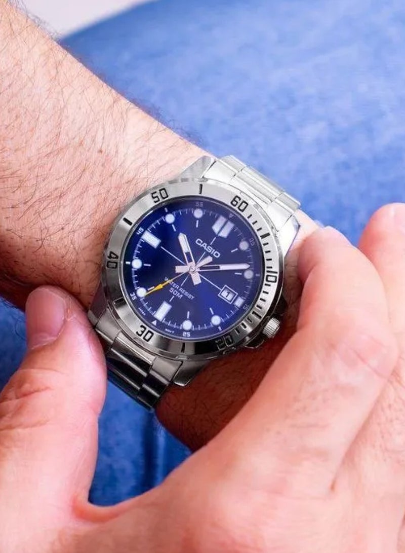 CASIO ساعة يد أنتيزر كوارتز للرجال من الفولاذ المقاوم للصدأ - MTP-VD01D-2EVUDF - 45 مم - فضي - Image 5