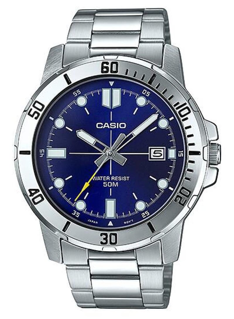 CASIO Men's Enticer Quartz Stainless Steel Analog Watch MTP-VD01D-2EVUDF - 45 mm - Silver - Image 1