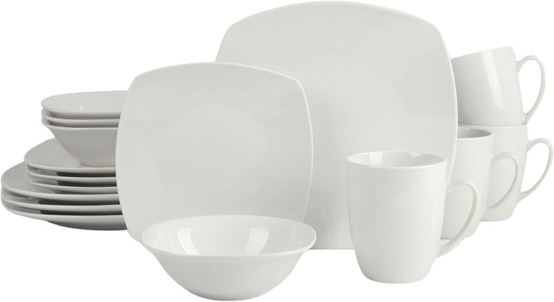10 Strawberry Street Simply Square 16 Piece Dinnerware Set Porcelain White - Image 1