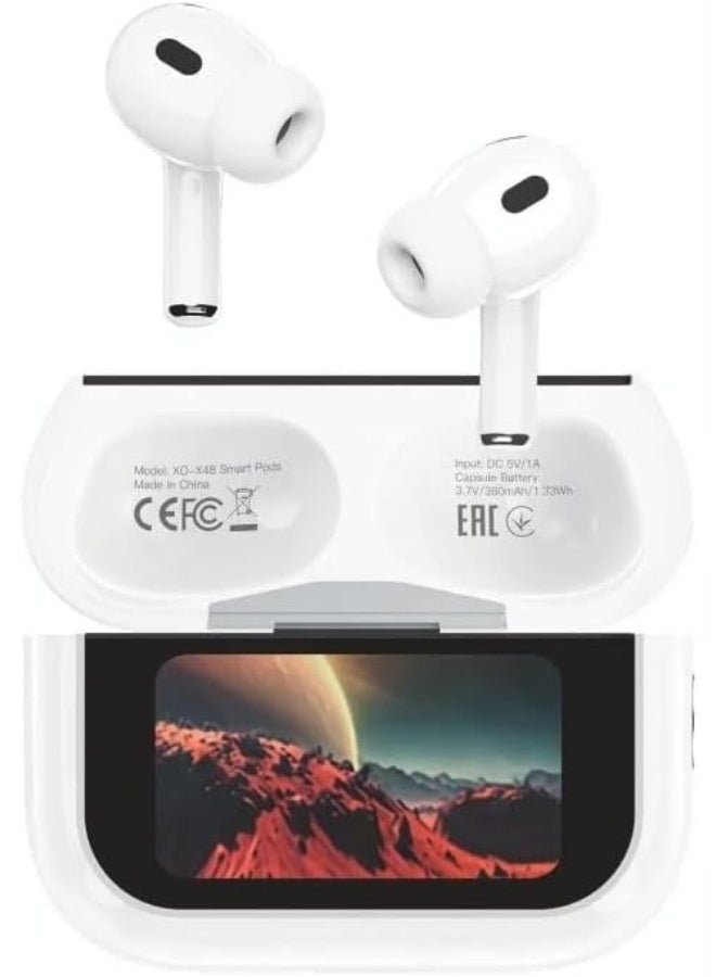 إكس أو سماعات أذن لاسلكية حقيقية XO-X48 مع شاشة LCD تعمل باللمس - خاصية إلغاء الضوضاء النشط - أبيض - Image 1