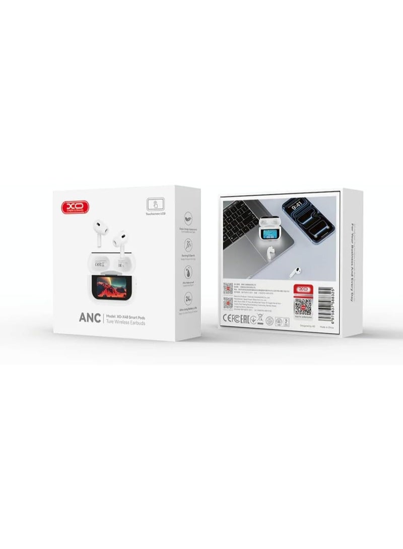 إكس أو سماعات أذن لاسلكية حقيقية XO-X48 مع شاشة LCD تعمل باللمس - خاصية إلغاء الضوضاء النشط - أبيض - Image 3