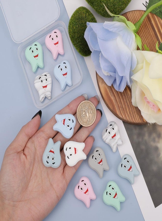 CHGCRAFT 14Pcs 7Colors Tooth Shape Silicone Beads Tooth Spacer Beads for DIY Necklaces Bracelet Keychain Making Handmade Crafts, Mixed Color - Image 3