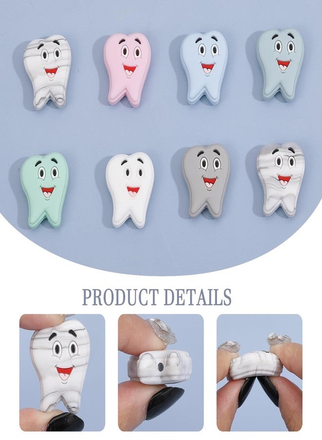CHGCRAFT 14Pcs 7Colors Tooth Shape Silicone Beads Tooth Spacer Beads for DIY Necklaces Bracelet Keychain Making Handmade Crafts, Mixed Color - Image 5