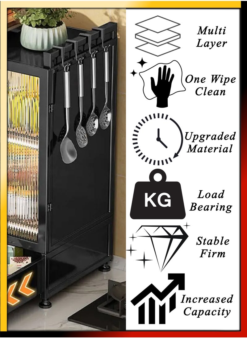 DBLEW - Kitchen Countertop 2 Layer Dish Drying Rack Bottom Drawer Dual Door Cabinet Layer Shelf Storage Detachable Drainer Tray Accessories Organizer Shelves for Bowls Plates Utensils Cutlery Spoon Fork Knife - Image 1