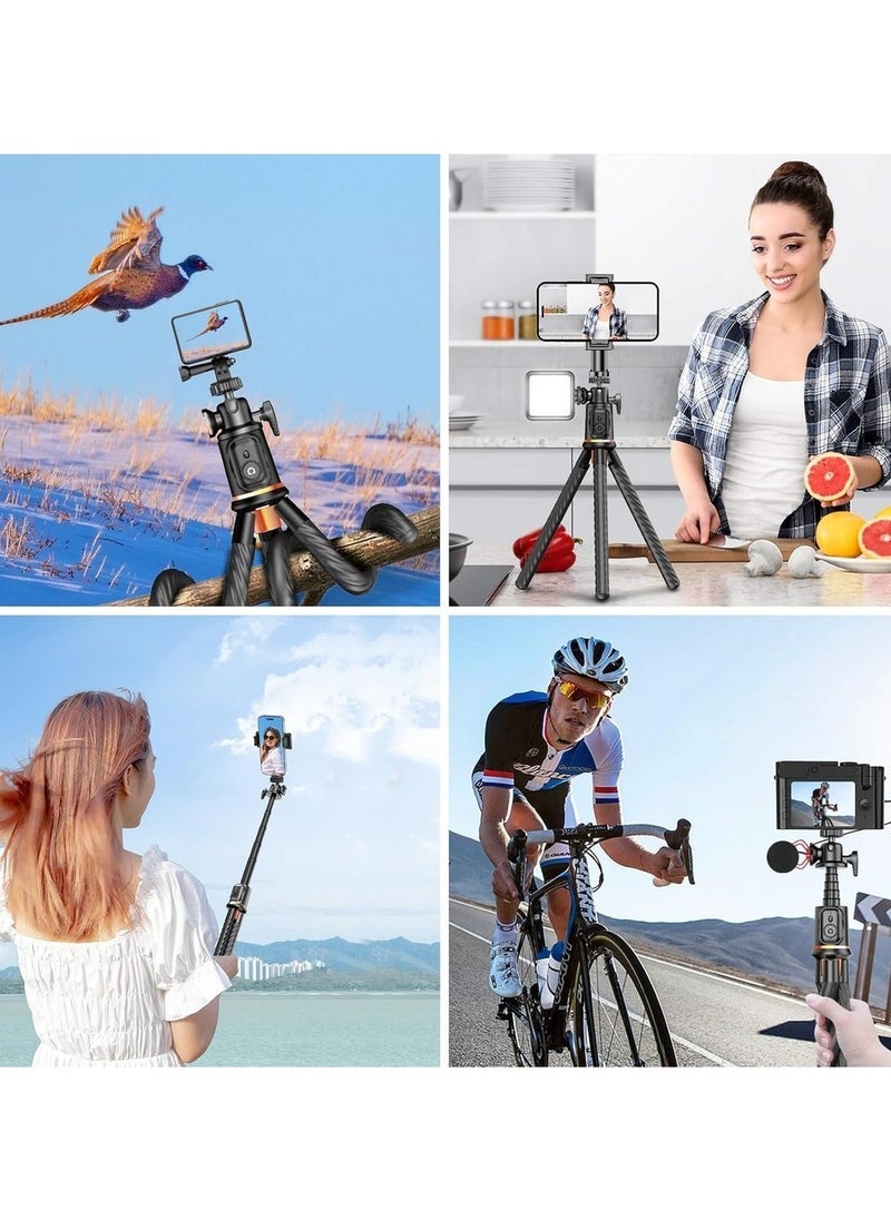 Generic - Mini Camera Tripod Stand With Cold Shoe Mount Flexible Selfie Stick Phone Tripod With Remote Small Travel GoPro Tripod For Video Recording Vlogging Octopus Tripod - Image 1
