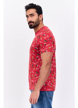Jules Men Crew Neck Short Sleeve Allover Print T-Shirts, Red Combo  - Image 3