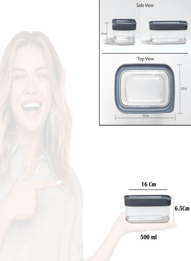 StacPro Acrylic Airtight Kitchen Containers 500 ML, Pack of 2 | BPA Free Stackable Jar, Modular Storage, Pantry Organiser, Fridge & Dishwasher Safe, Stain Resistant, Clear & Transparent (Grey) - Image 2