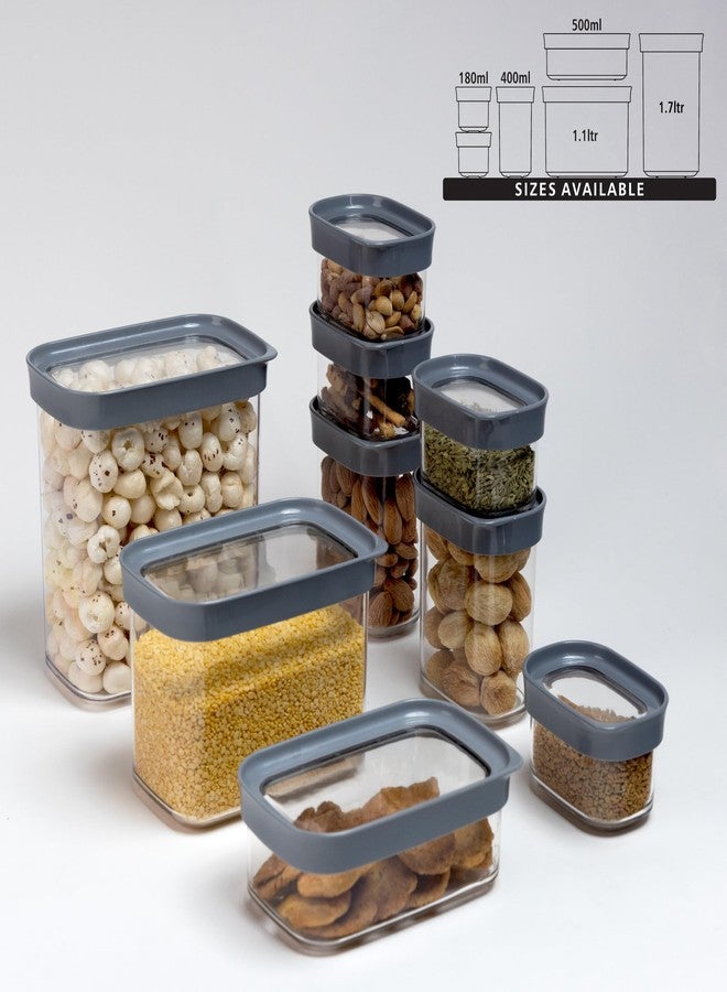 StacPro Acrylic Airtight Kitchen Containers 500 ML, Pack of 2 | BPA Free Stackable Jar, Modular Storage, Pantry Organiser, Fridge & Dishwasher Safe, Stain Resistant, Clear & Transparent (Grey) - Image 3