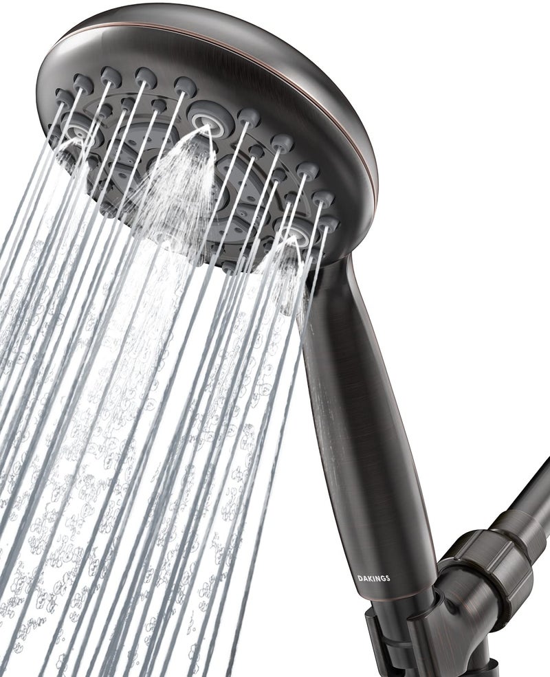Dakings 6 Spray Modes High Pressure Handheld Showerhead Set Upgraded 5 Inches Shower Head With Handheld Spray Oil Rubbed Bronze Handheld Shower Head 60 Inches Stainless Steel Hose-1-Min Install - Image 1