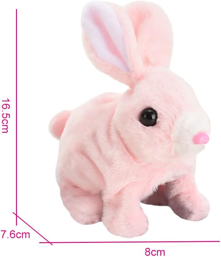 klarako Flurfy Bunny Toy, Simulation Display Smart Adorable Jumping Electric Flopsie Bunny Dolls Bunny Robot for Eve Gift Easter Girls Boys Toddlers  Pink - Image 2