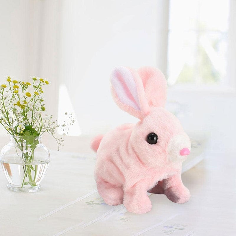 klarako Flurfy Bunny Toy, Simulation Display Smart Adorable Jumping Electric Flopsie Bunny Dolls Bunny Robot for Eve Gift Easter Girls Boys Toddlers  Pink - Image 1