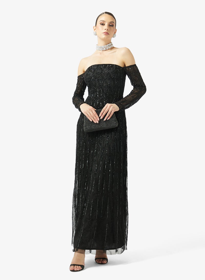 بيوت فستان مزين بكتف مكشوف - Image 4