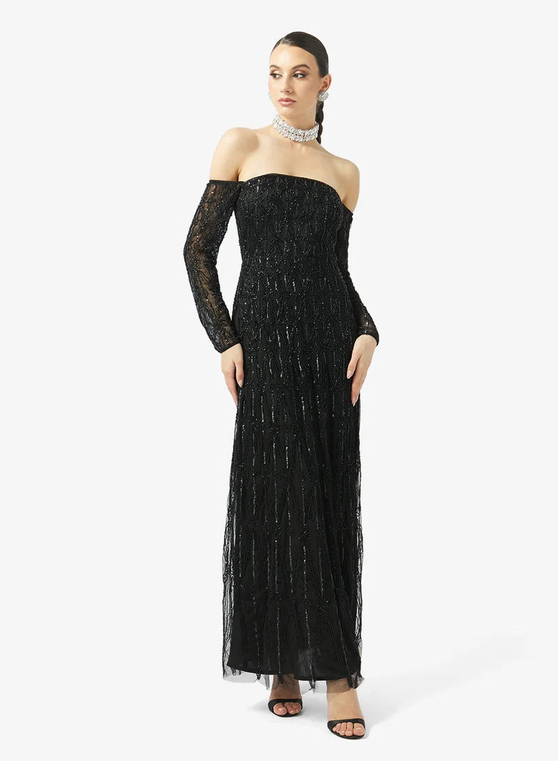 BEAUUT Off Sholder Embellished Dress