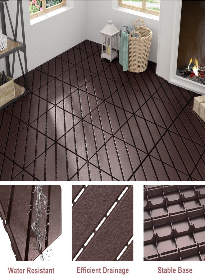 VANCASTLE Plastic Interlocking Deck Tiles, 11.8"x11.8"(Pack of 9), Patio Flooring Outdoor Waterproof All Weather Use, Outdoor Flooring for Patio Garden Poolside Front/Back Yard, Dark Brown - Image 3