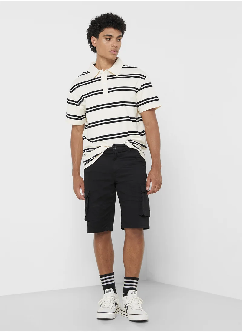 سفنتي فايف Polo Striped Shorts Sleeve T-Shirt