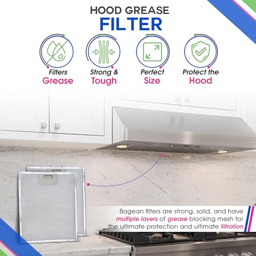 Bagean Range Hood Filter Replacement 12" x 10.5" W10169961A Compatible with Whirlpool Stove Hood Vent Filter - Aluminum Screen for Kitchen Overhead Exhaust Fan Blocks Grease & Filters Oven Air (3-Pk) - Image 2
