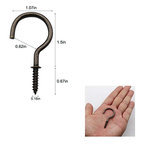 IDEALSV 1-1/2" Bronze Screw Cup Hook Ceiling Hooks 36 Pack Screw-in Light Hooks Mug Hooks - Image 2