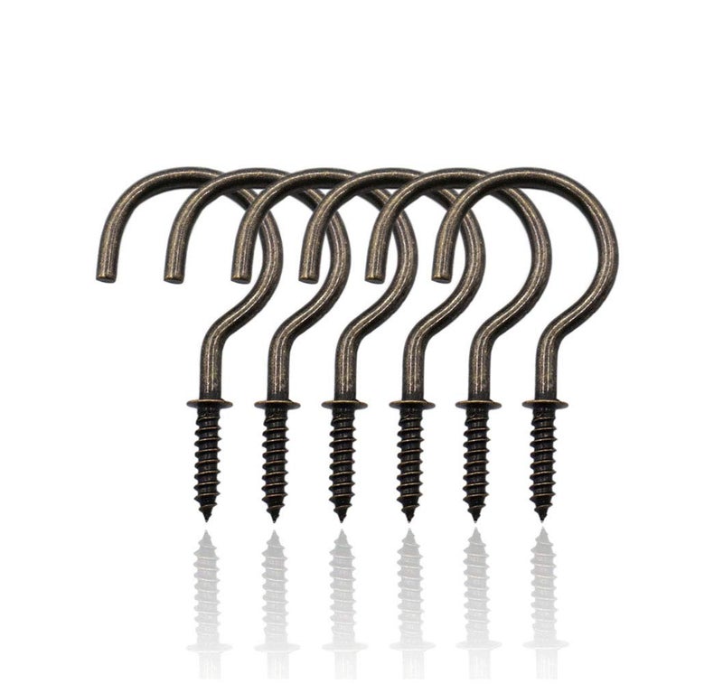 IDEALSV 1-1/2" Bronze Screw Cup Hook Ceiling Hooks 36 Pack Screw-in Light Hooks Mug Hooks - Image 1