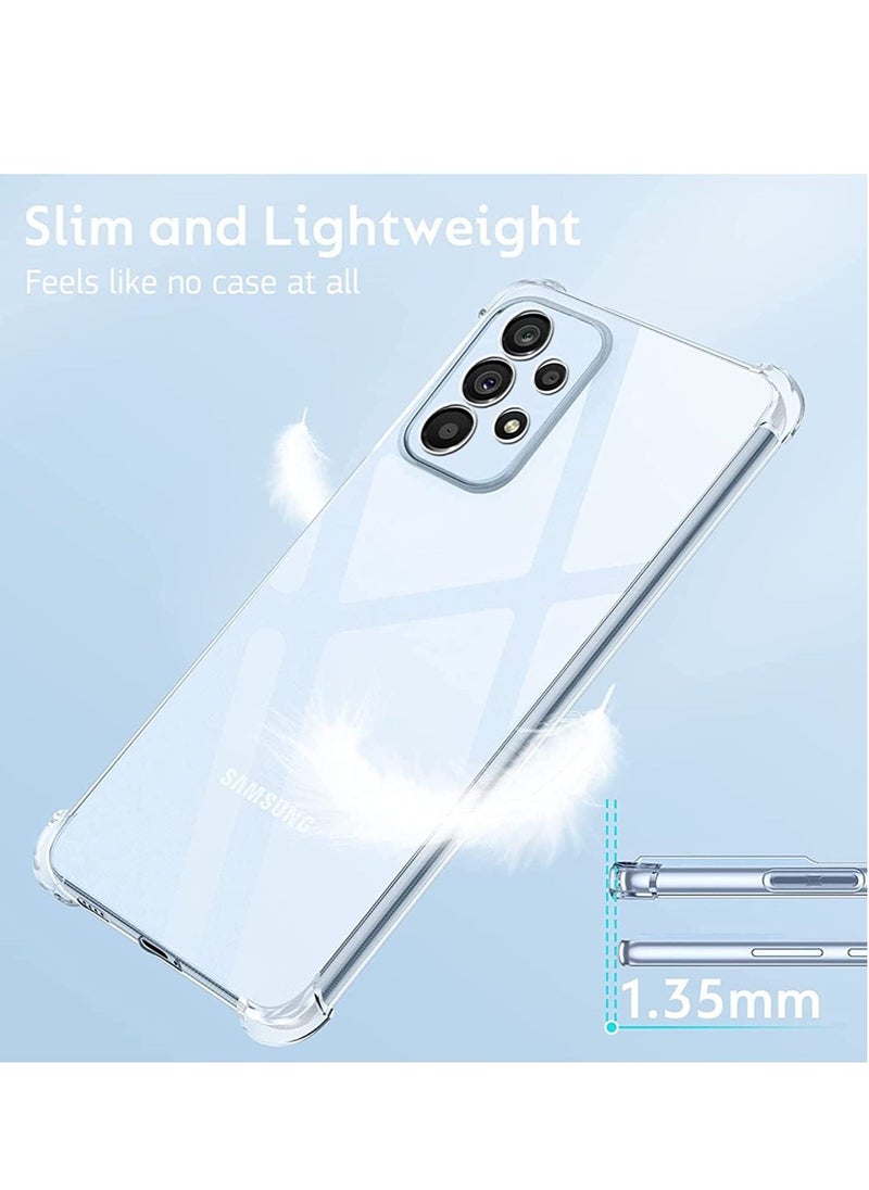 Raxoom Samsung Galaxy A23 (4G), Anti-Burst Anti-Scratch Anti-Drop Shockproof Slim Thin Crystal Transparent Camera Lense Holes Soft TPU with Bumper Corners Cover Case - Clear - Image 3