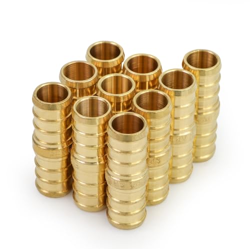 SUPPLYGIANT Supply Giant FQDQ0012-10 PEX X PEX Straight Coupling Barb Pipe Fitting, 1/2'', Brass (10 pack) - Image 1
