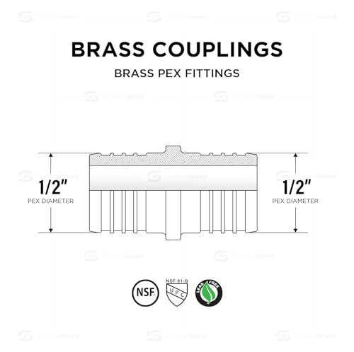 SUPPLYGIANT Supply Giant FQDQ0012-10 PEX X PEX Straight Coupling Barb Pipe Fitting, 1/2'', Brass (10 pack) - Image 3