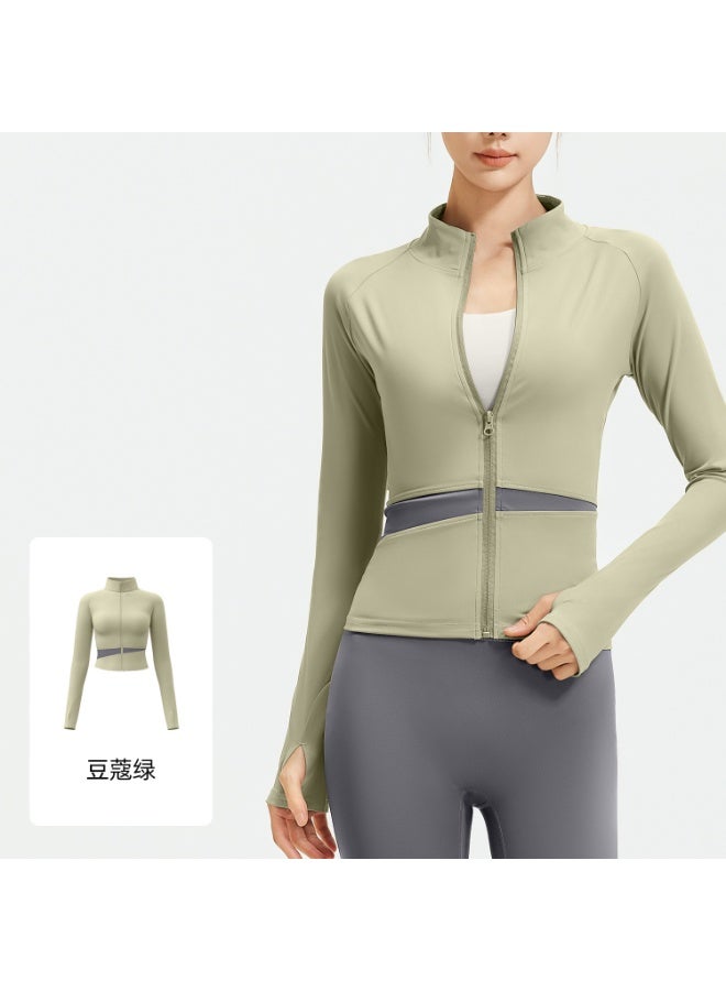 Women's Yoga Suit  Style Pullover Training Fitness Top Morning Running Quick Dry Sport Color Block Long Sleeve Jacket - Image 1