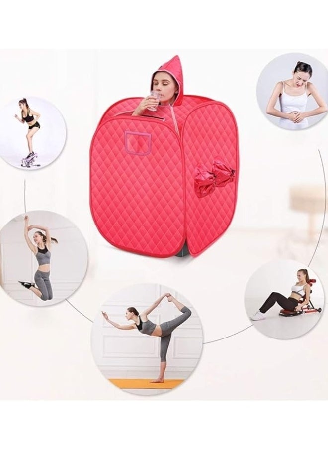 BIG MAX 2 People Home Sauna Bath Steam Device, Full Body Home Sauna Spa, 9 Temperature Modes (Timed Mode, HD display, 1000W, Red)  - Image 5